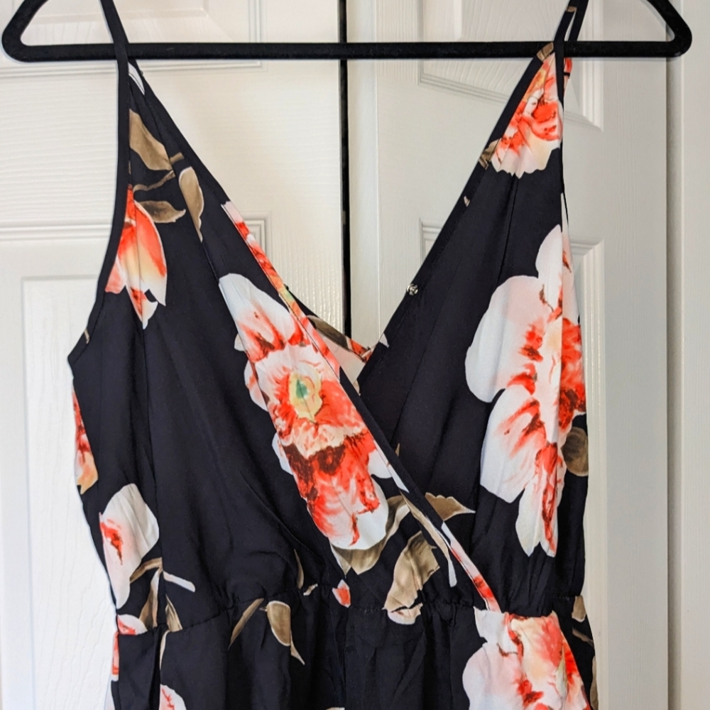 Floral Jumper/Romper with leg side split